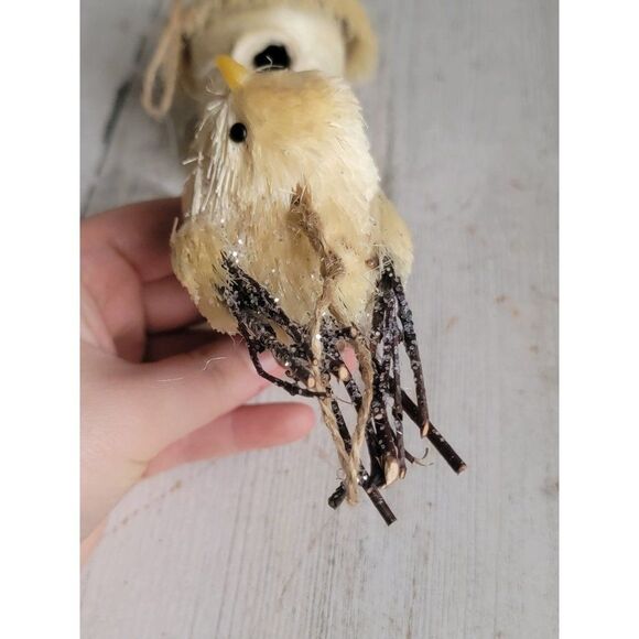 Off white bristle brush birdhouse pine cone set ornament Xmas - Picture 6 of 10